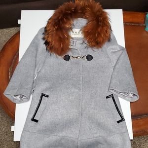 JIA RUI MING YAUN fur collar coat